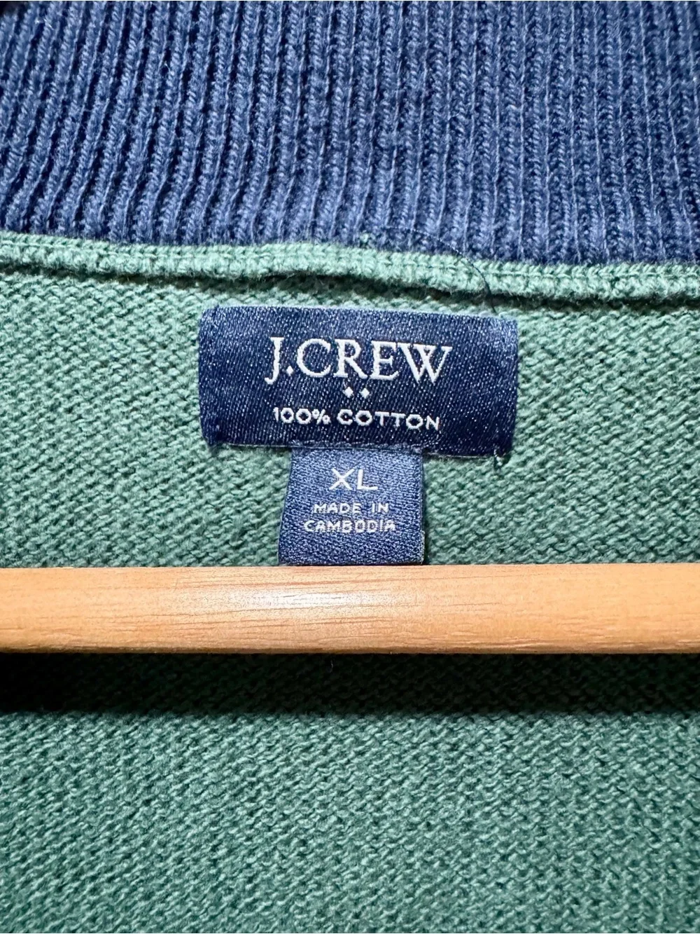 J.Crew Green 100% Cotton Quarter-Zip Mock Neck Pullover Sweater Size Men's XL
